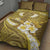 Gold Polynesia Quilt Bed Set Tribal Pattern Tropical Frangipani