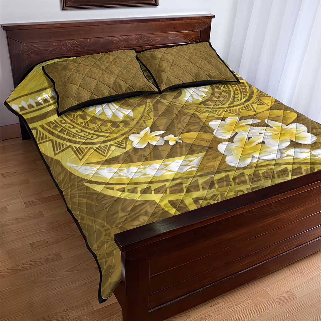Gold Polynesia Quilt Bed Set Tribal Pattern Tropical Frangipani LT14 - Polynesian Pride