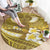 Gold Polynesia Round Carpet Tribal Pattern Tropical Frangipani