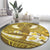 Gold Polynesia Round Carpet Tribal Pattern Tropical Frangipani