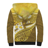 Gold Polynesia Sherpa Hoodie Tribal Pattern Tropical Frangipani LT14 - Polynesian Pride