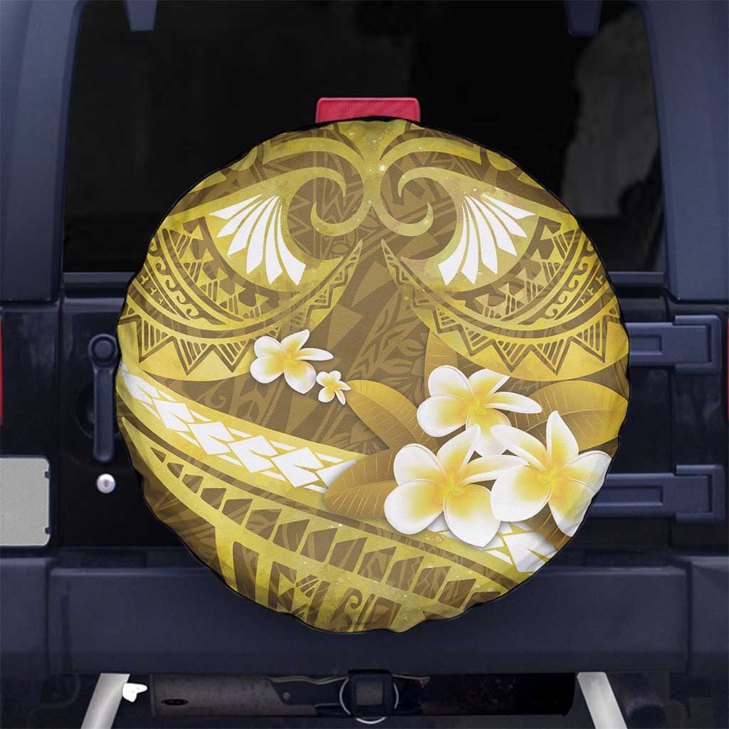 Gold Polynesia Spare Tire Cover Tribal Pattern Tropical Frangipani LT14 - Polynesian Pride