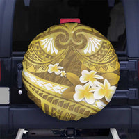 Gold Polynesia Spare Tire Cover Tribal Pattern Tropical Frangipani LT14 - Polynesian Pride