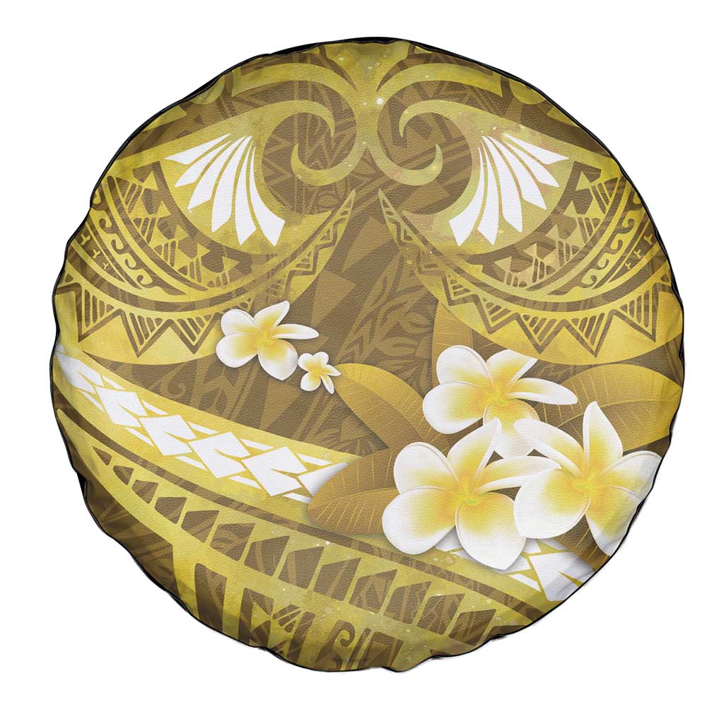 Gold Polynesia Spare Tire Cover Tribal Pattern Tropical Frangipani LT14 - Polynesian Pride