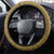 Gold Polynesia Steering Wheel Cover Tribal Pattern Tropical Frangipani