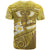 Gold Polynesia T Shirt Tribal Pattern Tropical Frangipani