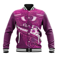 Pink Polynesia Baseball Jacket Tribal Pattern Tropical Frangipani LT14 Unisex Pink - Polynesian Pride
