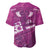 Pink Polynesia Baseball Jersey Tribal Pattern Tropical Frangipani