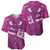 Pink Polynesia Baseball Jersey Tribal Pattern Tropical Frangipani