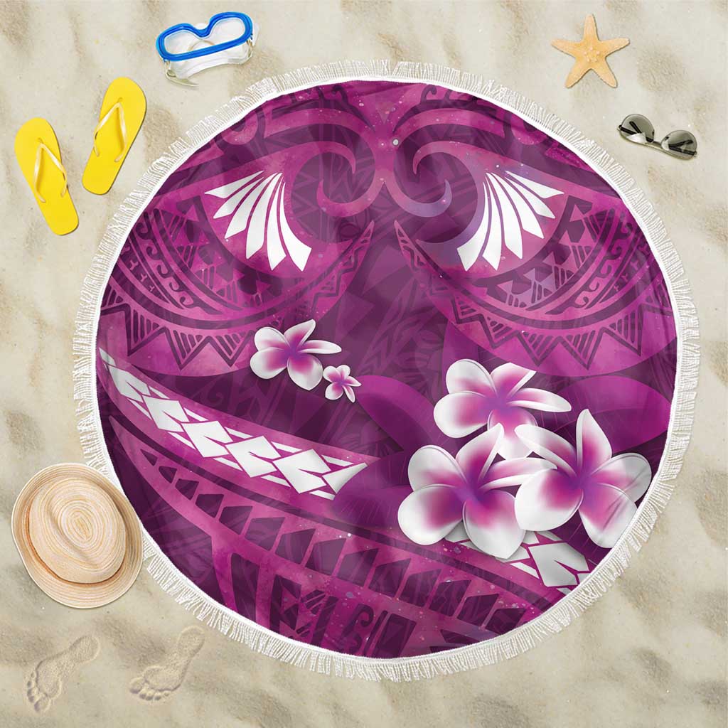 Pink Polynesia Beach Blanket Tribal Pattern Tropical Frangipani LT14 One Size 150cm Pink - Polynesian Pride