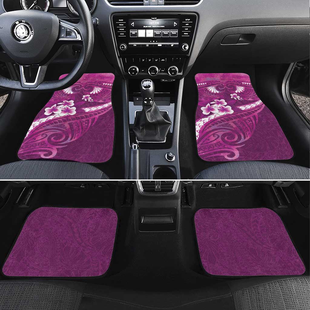 Pink Polynesia Car Mats Tribal Pattern Tropical Frangipani