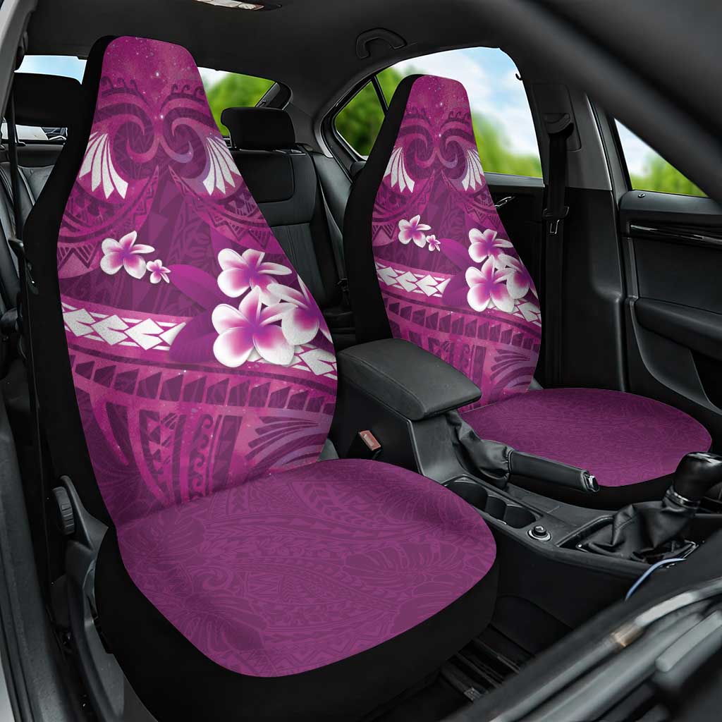 Pink Polynesia Car Seat Cover Tribal Pattern Tropical Frangipani