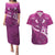 Pink Polynesia Couples Matching Puletasi and Hawaiian Shirt Tribal Pattern Tropical Frangipani