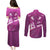Pink Polynesia Couples Matching Puletasi and Long Sleeve Button Shirt Tribal Pattern Tropical Frangipani