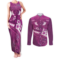 Pink Polynesia Couples Matching Tank Maxi Dress and Long Sleeve Button Shirt Tribal Pattern Tropical Frangipani LT14 Pink - Polynesian Pride