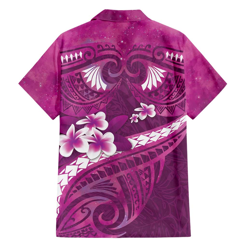 Pink Polynesia Family Matching Long Sleeve Bodycon Dress and Hawaiian Shirt Tribal Pattern Tropical Frangipani LT14 - Polynesian Pride