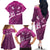 Pink Polynesia Family Matching Off The Shoulder Long Sleeve Dress and Hawaiian Shirt Tribal Pattern Tropical Frangipani