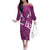 Pink Polynesia Family Matching Off The Shoulder Long Sleeve Dress and Hawaiian Shirt Tribal Pattern Tropical Frangipani