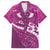 Pink Polynesia Family Matching Off Shoulder Maxi Dress and Hawaiian Shirt Tribal Pattern Tropical Frangipani