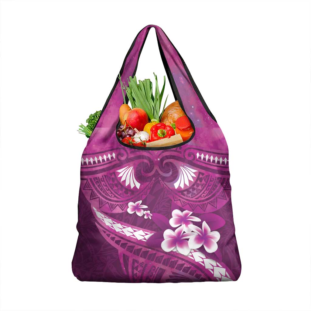 Pink Polynesia Grocery Bag Tribal Pattern Tropical Frangipani LT14 1-pack One Size Pink - Polynesian Pride