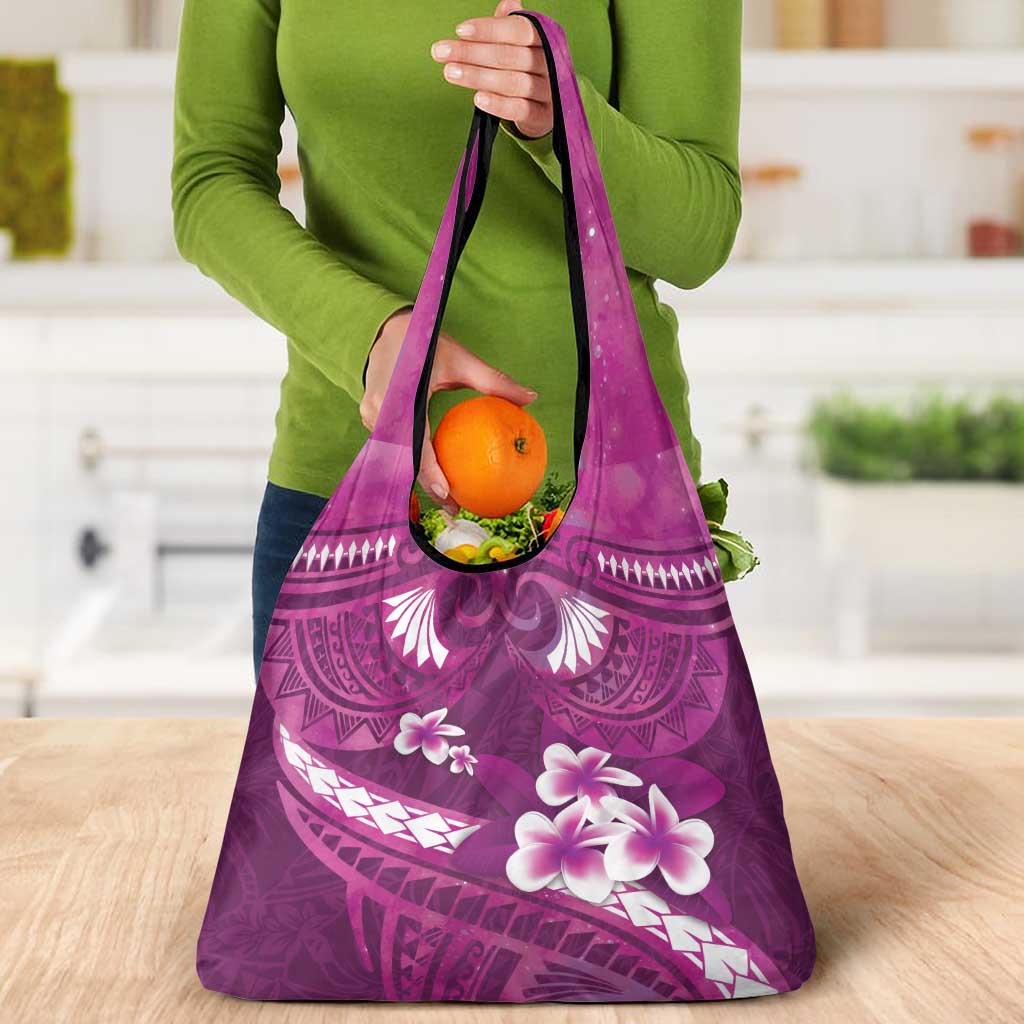 Pink Polynesia Grocery Bag Tribal Pattern Tropical Frangipani LT14 - Polynesian Pride