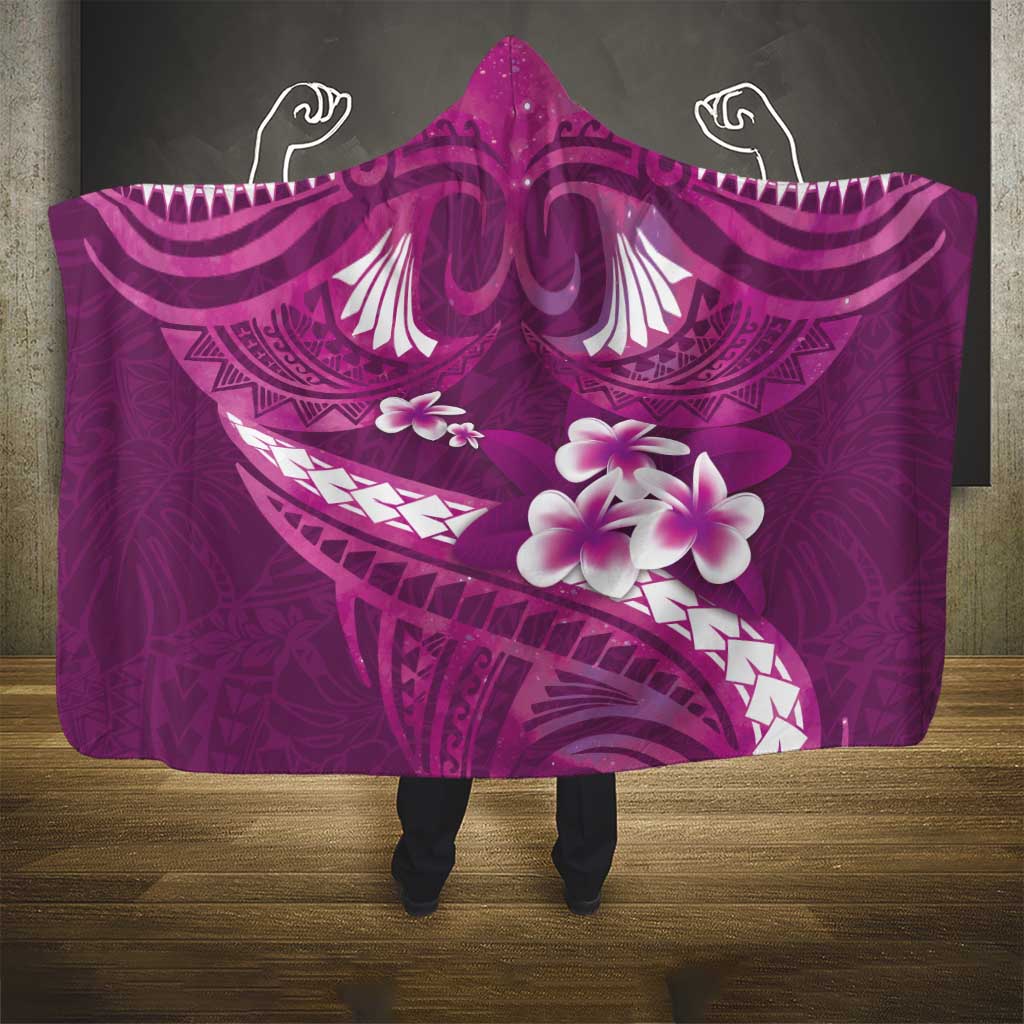 Pink Polynesia Hooded Blanket Tribal Pattern Tropical Frangipani LT14 - Polynesian Pride
