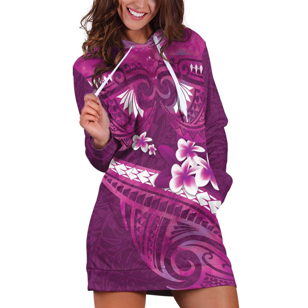 Pink Polynesia Hoodie Dress Tribal Pattern Tropical Frangipani LT14 Pink - Polynesian Pride