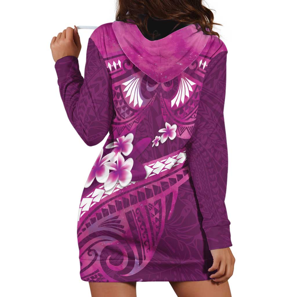 Pink Polynesia Hoodie Dress Tribal Pattern Tropical Frangipani LT14 - Polynesian Pride
