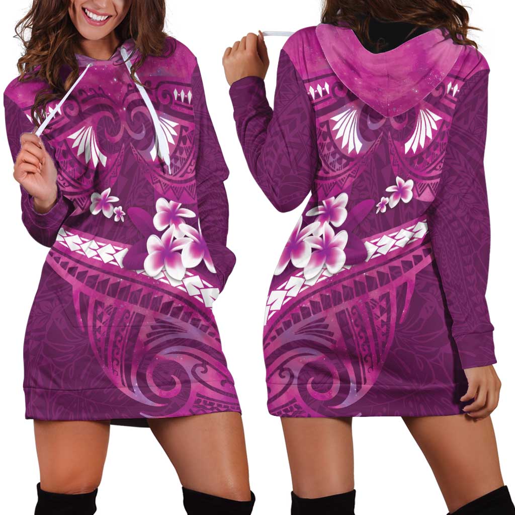 Pink Polynesia Hoodie Dress Tribal Pattern Tropical Frangipani LT14 - Polynesian Pride
