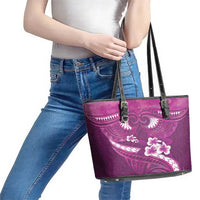 Pink Polynesia Leather Tote Bag Tribal Pattern Tropical Frangipani LT14 - Polynesian Pride