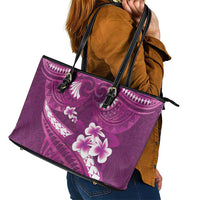Pink Polynesia Leather Tote Bag Tribal Pattern Tropical Frangipani LT14 - Polynesian Pride