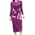 Pink Polynesia Long Sleeve Bodycon Dress Tribal Pattern Tropical Frangipani