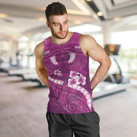 Pink Polynesia Men Tank Top Tribal Pattern Tropical Frangipani LT14 Pink - Polynesian Pride