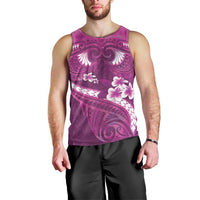 Pink Polynesia Men Tank Top Tribal Pattern Tropical Frangipani LT14 - Polynesian Pride