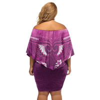 Pink Polynesia Off Shoulder Short Dress Tribal Pattern Tropical Frangipani LT14 - Polynesian Pride