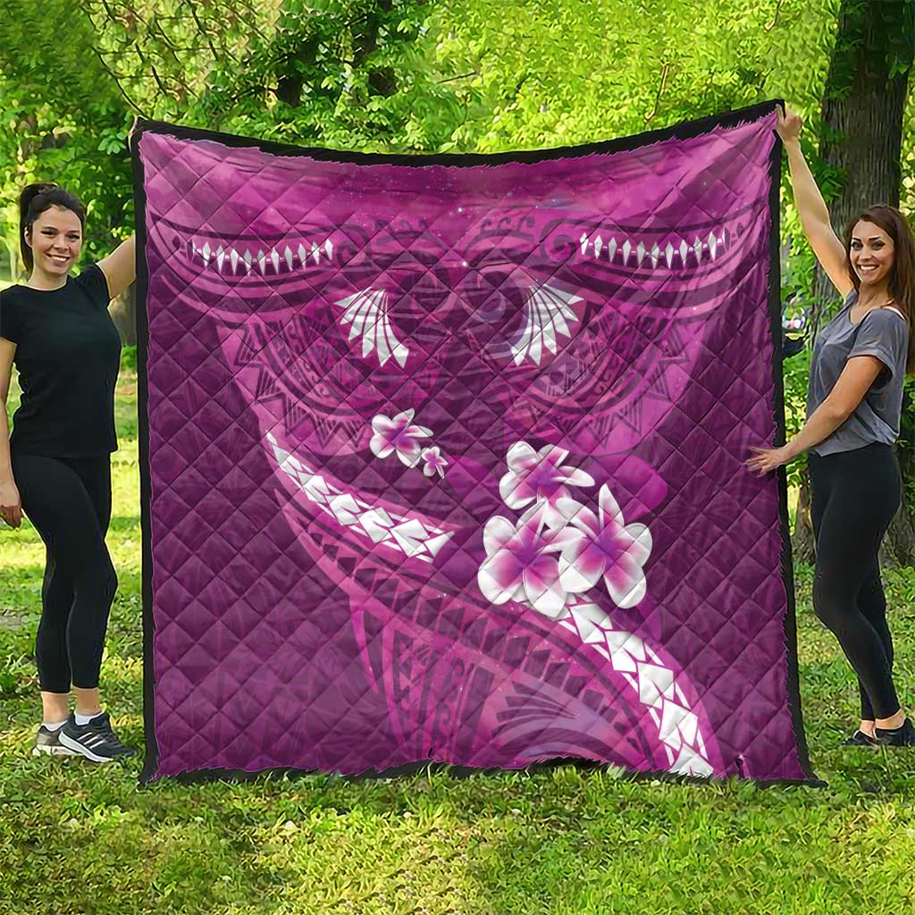 Pink Polynesia Quilt Tribal Pattern Tropical Frangipani