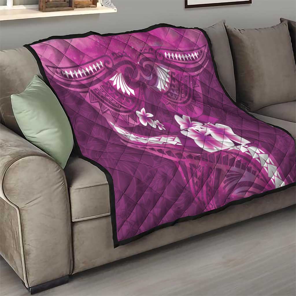 Pink Polynesia Quilt Tribal Pattern Tropical Frangipani