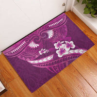 Pink Polynesia Rubber Doormat Tribal Pattern Tropical Frangipani LT14 - Polynesian Pride