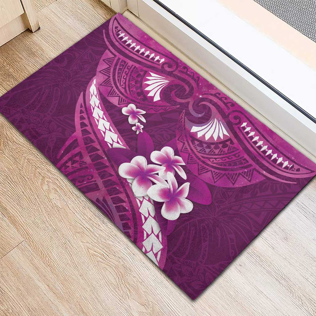 Pink Polynesia Rubber Doormat Tribal Pattern Tropical Frangipani LT14 - Polynesian Pride