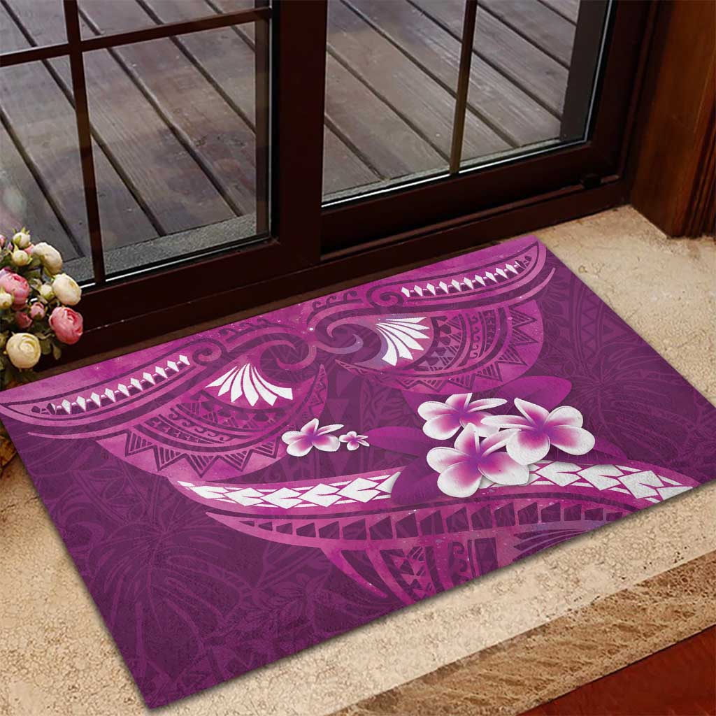 Pink Polynesia Rubber Doormat Tribal Pattern Tropical Frangipani LT14 - Polynesian Pride