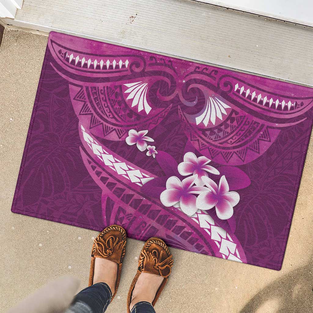 Pink Polynesia Rubber Doormat Tribal Pattern Tropical Frangipani LT14 - Polynesian Pride