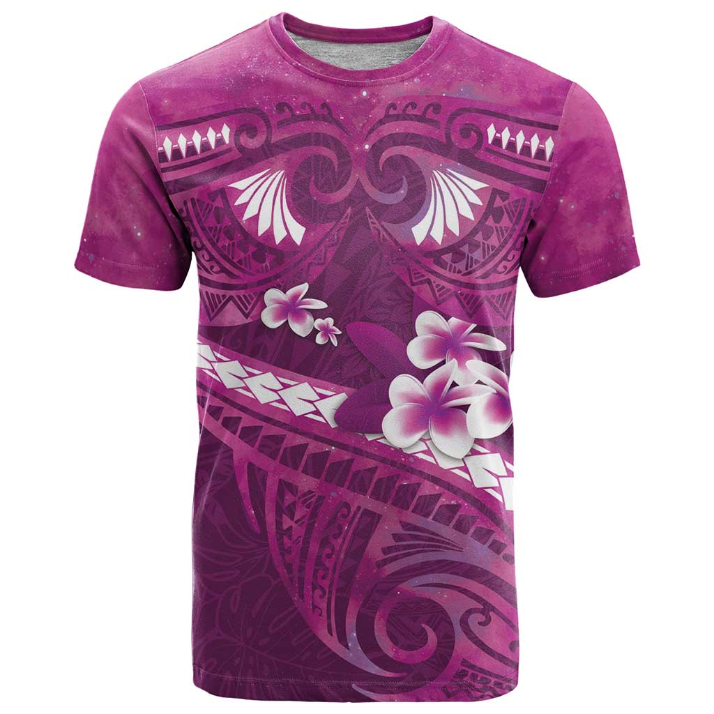 Pink Polynesia T Shirt Tribal Pattern Tropical Frangipani