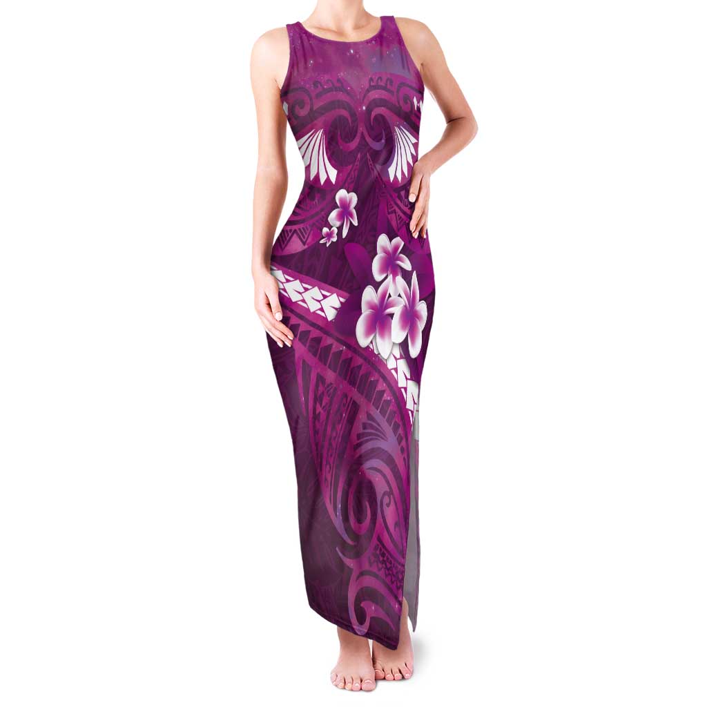 Pink Polynesia Tank Maxi Dress Tribal Pattern Tropical Frangipani LT14 Women Pink - Polynesian Pride