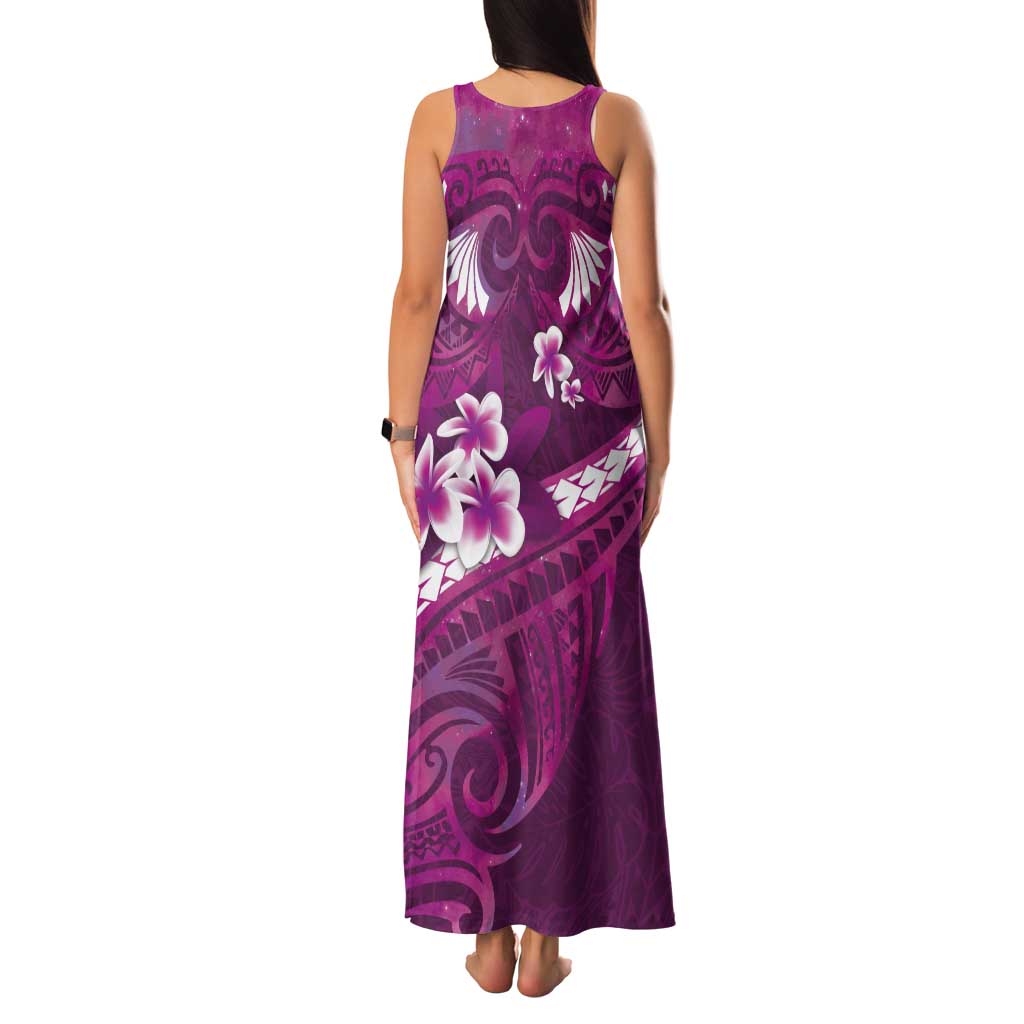 Pink Polynesia Tank Maxi Dress Tribal Pattern Tropical Frangipani LT14 - Polynesian Pride