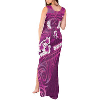 Pink Polynesia Tank Maxi Dress Tribal Pattern Tropical Frangipani LT14 - Polynesian Pride