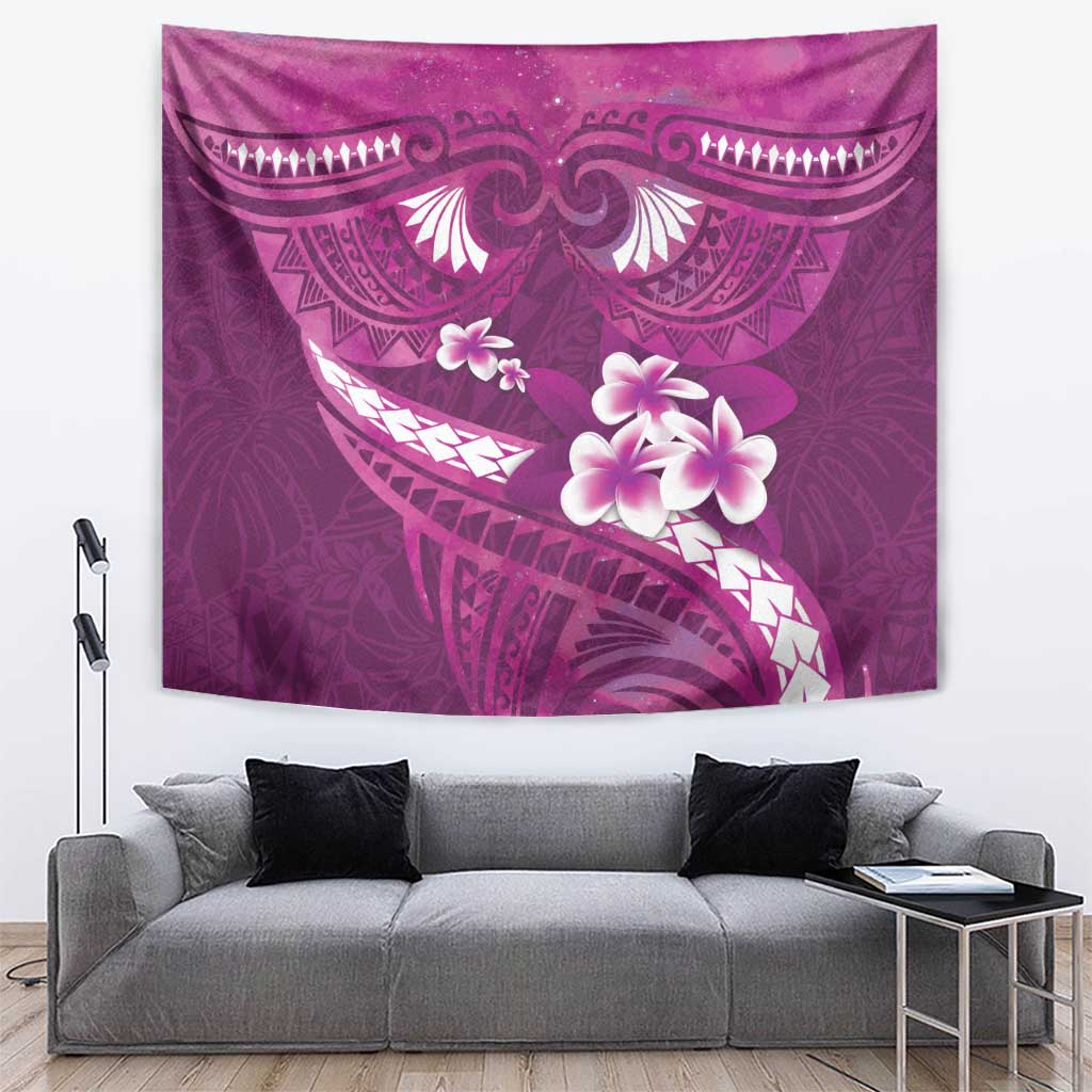 Pink Polynesia Tapestry Tribal Pattern Tropical Frangipani