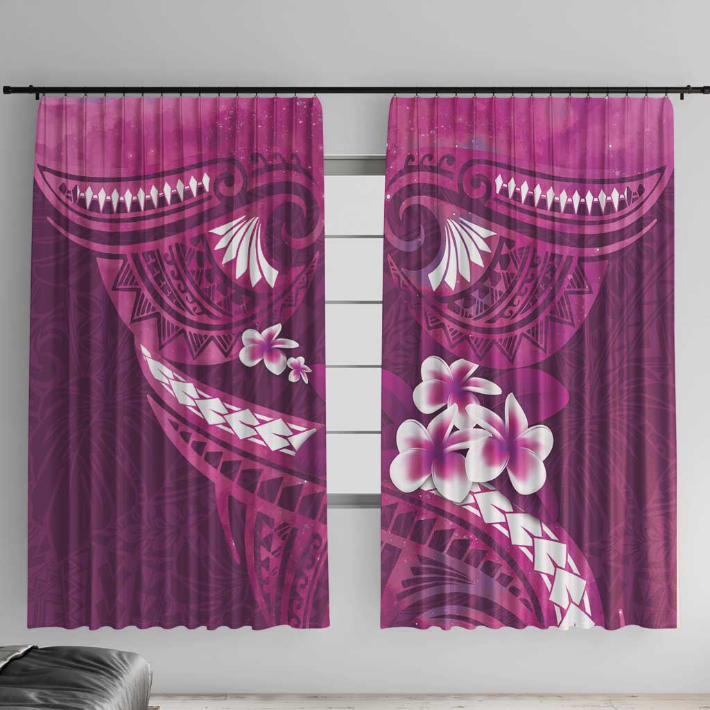 Pink Polynesia Window Curtain Tribal Pattern Tropical Frangipani