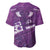 Purple Polynesia Baseball Jersey Tribal Pattern Tropical Frangipani