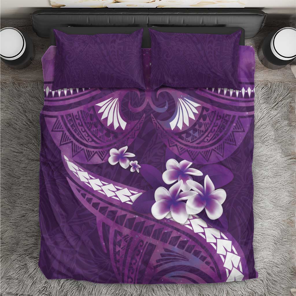 Purple Polynesia Bedding Set Tribal Pattern Tropical Frangipani