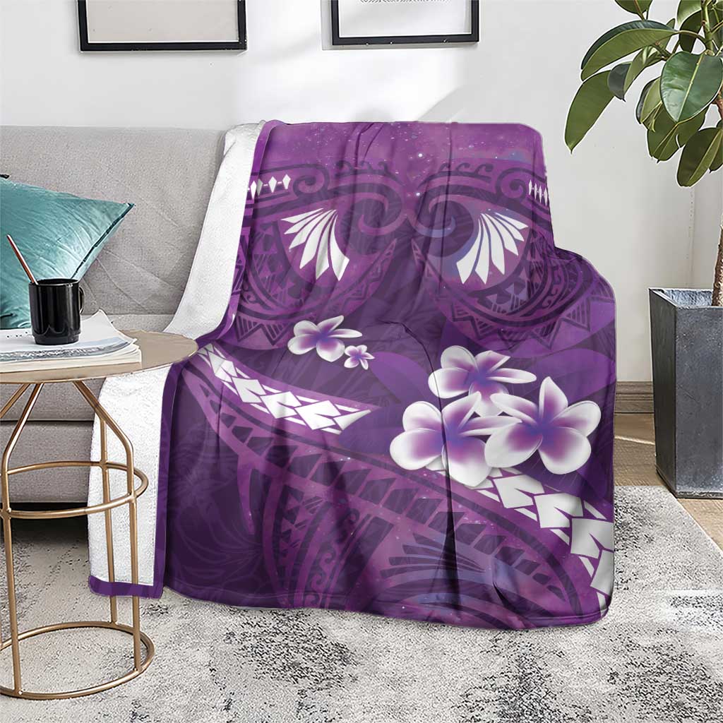 Purple Polynesia Blanket Tribal Pattern Tropical Frangipani LT14 - Polynesian Pride
